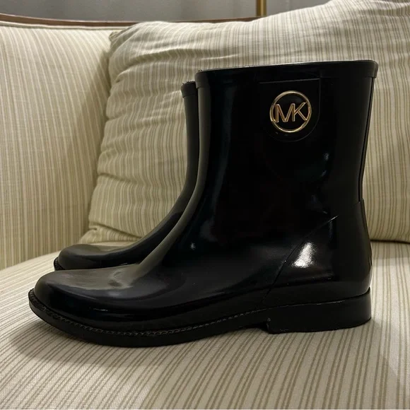 Michael Kors Benji Black Glossy Rain Boots Women’s Size 9 - Picture 4 of 6